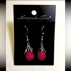 Pave Teardrop Earrings in Fuchsia